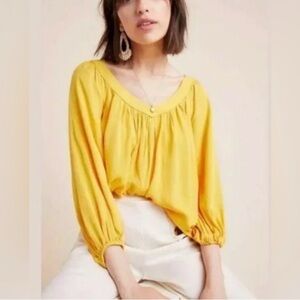 Anthropologie - Maeve Boswell Boho Balloon Long Sleeves V Neck Blouse -
Size 2